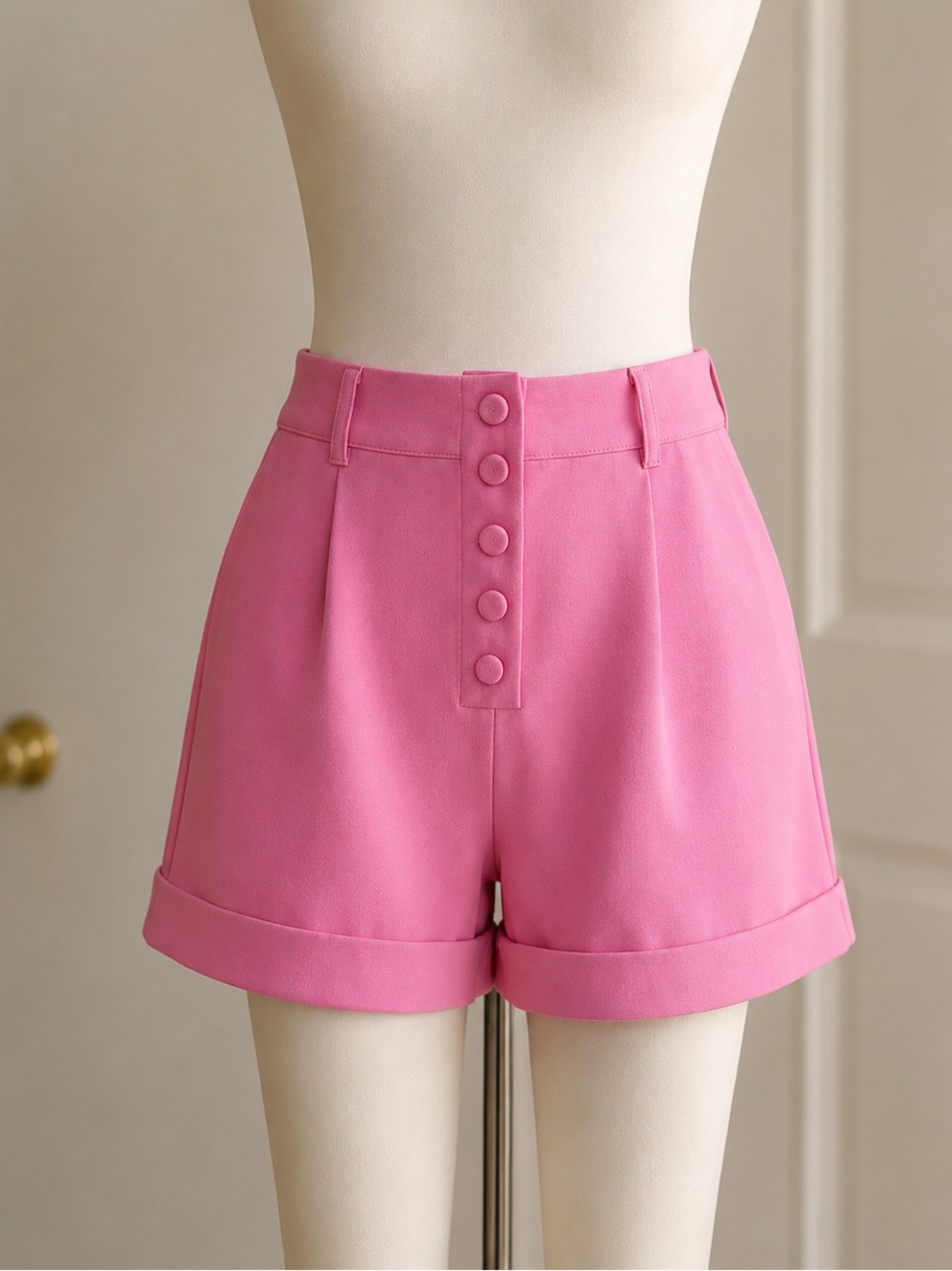 FOREVER 21 women’s short, size Large Pink High Waist Button Front